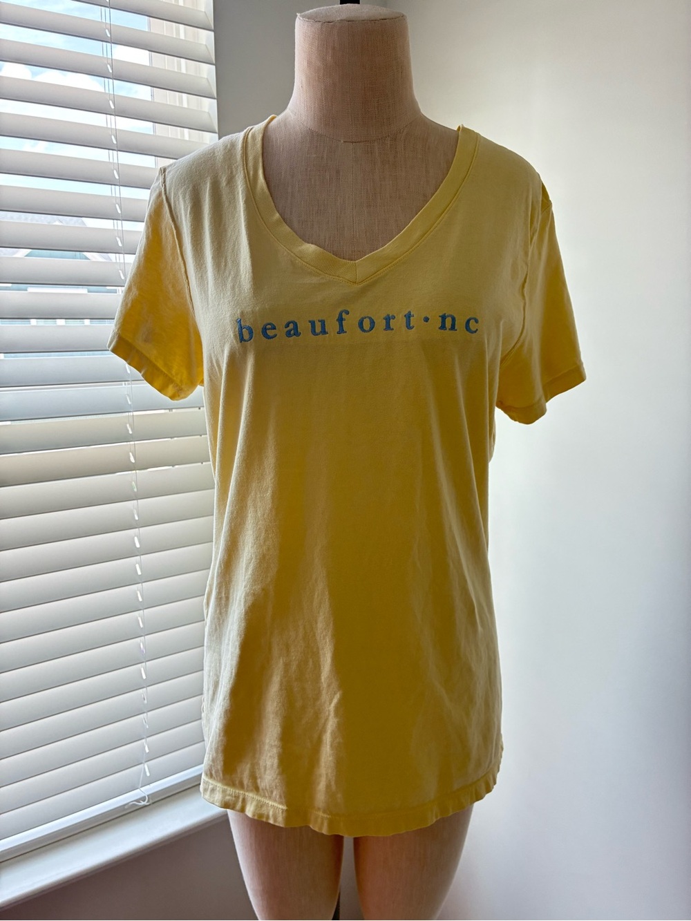 Beaufort NC Women’s Buttercup Yellow V-Neck Short Sleeve Top